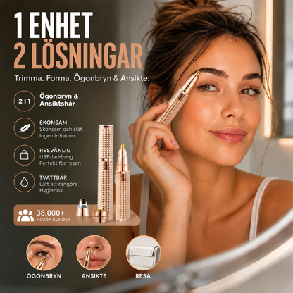 Hairzy – 2-i-1 Ögonbrynstrimmer & Ansiktshårsborttagare